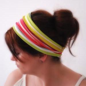 Multi-colored Striped Wide Stretchy Headband..