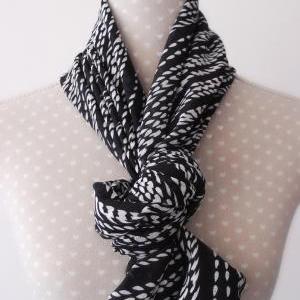 Black And White Tube Scarf Stretch Circle Scarf..
