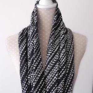 Black And White Tube Scarf Stretch Circle Scarf..
