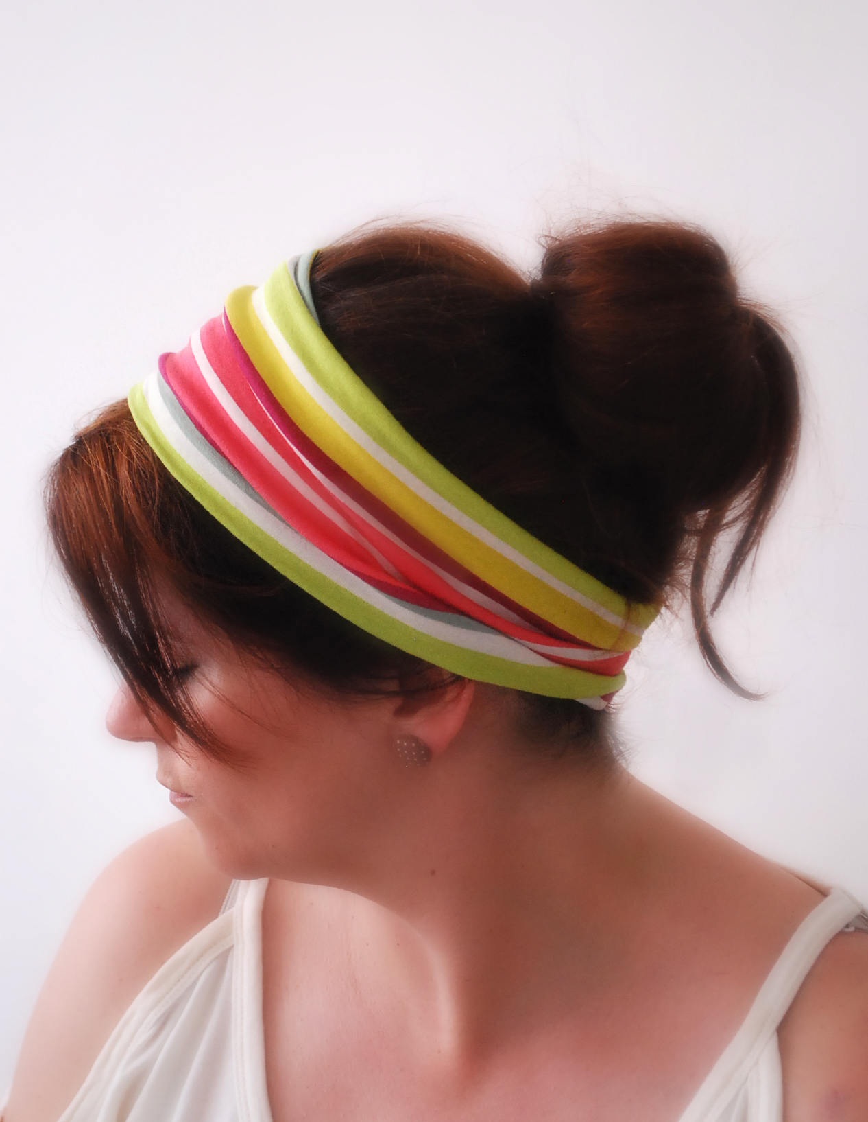 Multi-colored Striped Wide Stretchy Headband Striped Hair Band
