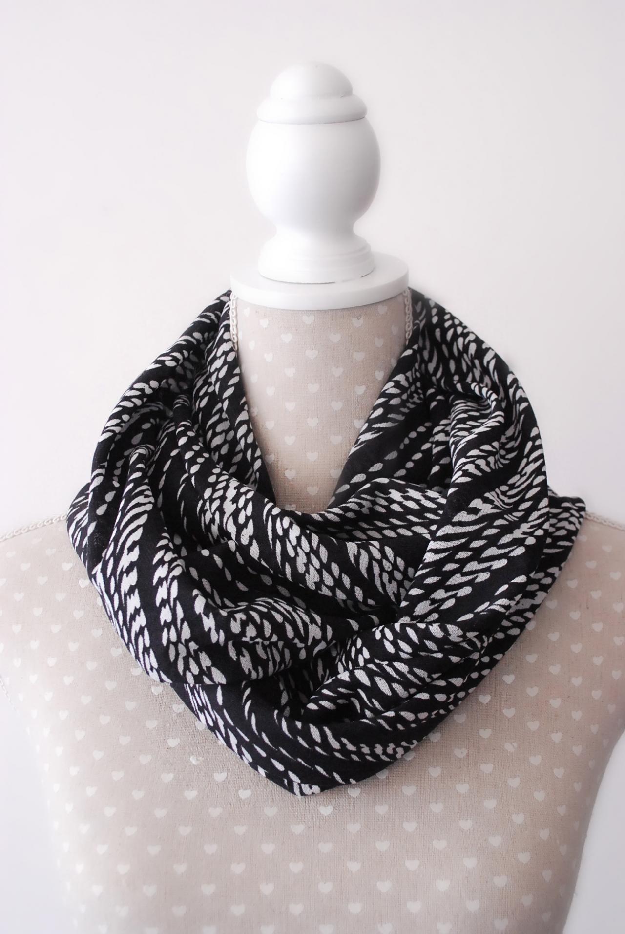 Black And White Tube Scarf Stretch Circle Scarf Fashion Accessory