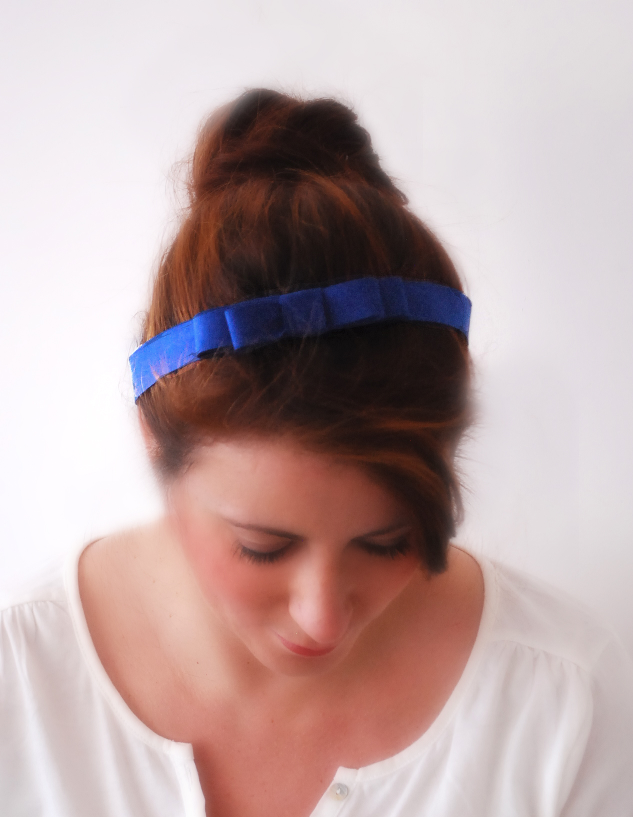 Thin Cobalt Blue Bow Hair Band With Stretch Elastic At The Back Stretchy Fit Hairband Faux Suede Look