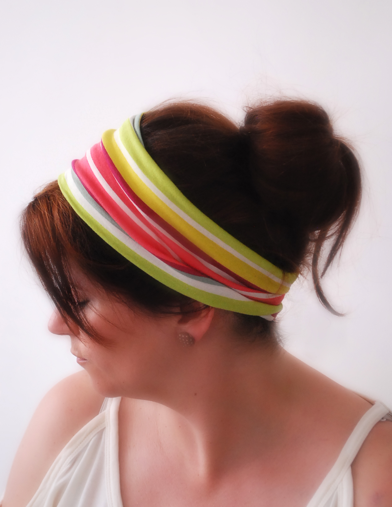 Multicolored Striped Wide Stretchy Headband Striped Hair Band on Luulla